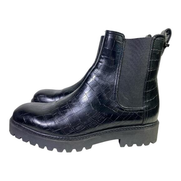 Kenneth Cole Reaction Salt Lug Chelsea Boot Women US 11 Black Gator - Picture 2 of 7